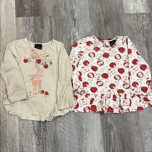 Girls' Long Sleeve Deer and Apple Tops